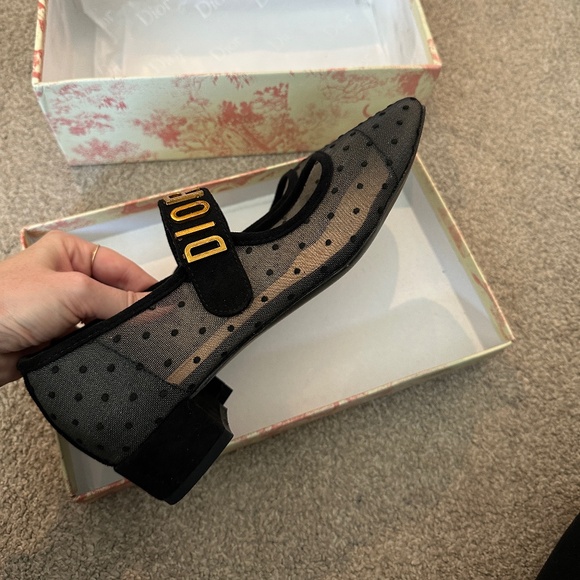 AUTHENTIC Dior Black Mary Jane Heels with Polka Dot Design - Picture 2 of 6